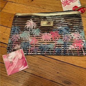 Lilly pullitzer palm tree zippered pouch and paper clips